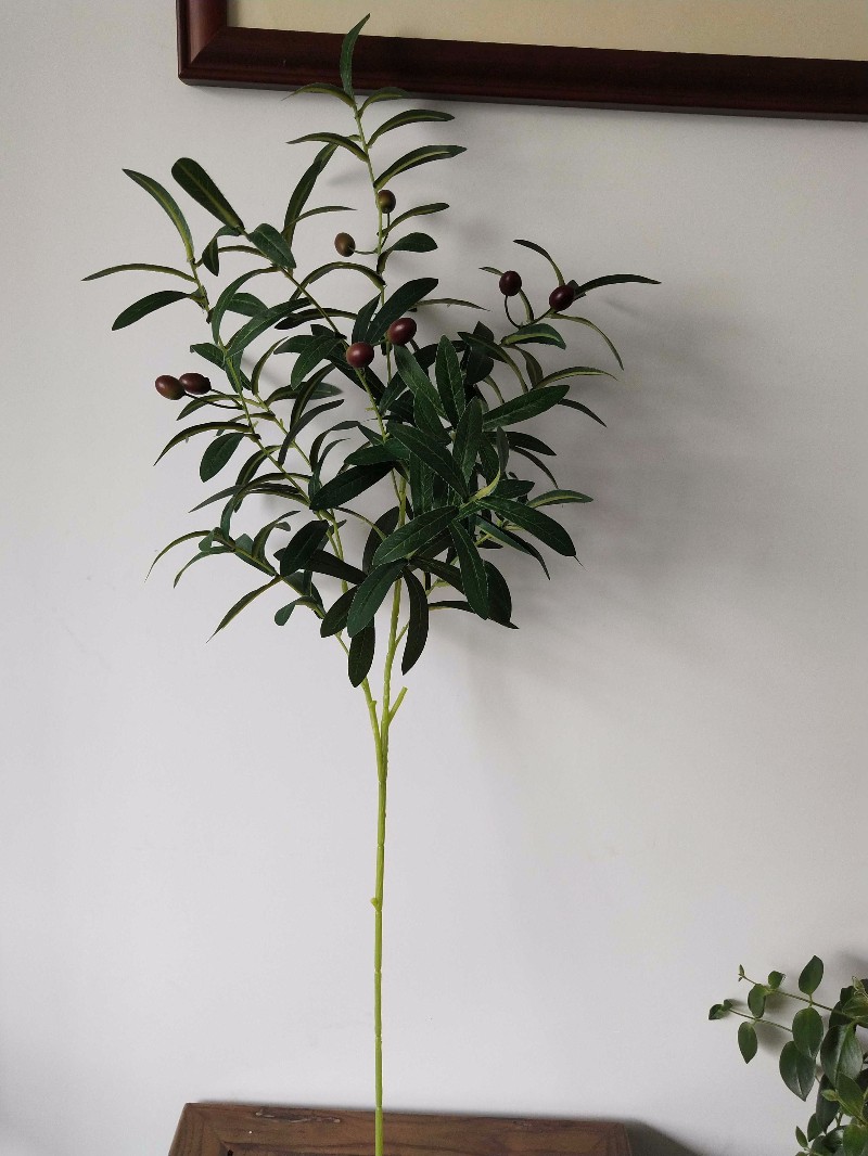 38" Olive Large Branch 10-Fork Light Green Fruit